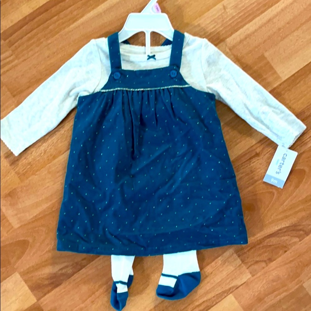Carters 9 month corduroy dress with tights